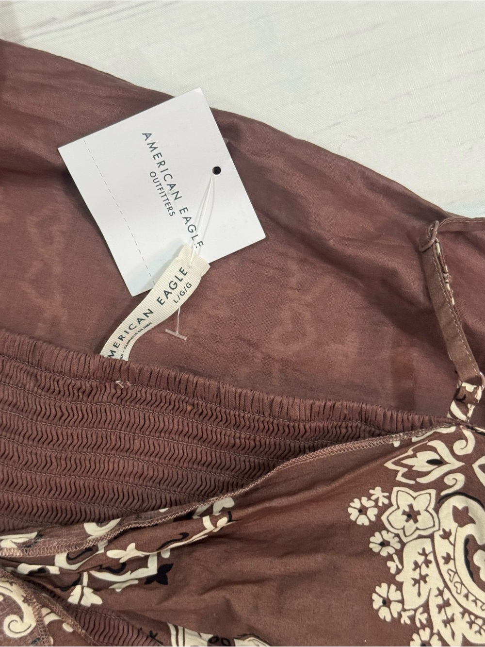 American Eagle Outfitters Brown Paisley Bandana Crop Cami - Picture 8 of 13